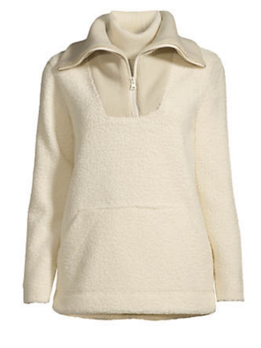 Lands End Cozy Boucle Fleece Pullover XS in Cream